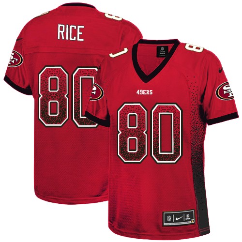 Women's Elite Jerry Rice Nike Jersey Red - #80 Drift Fashion NFL San Francisco 49ers